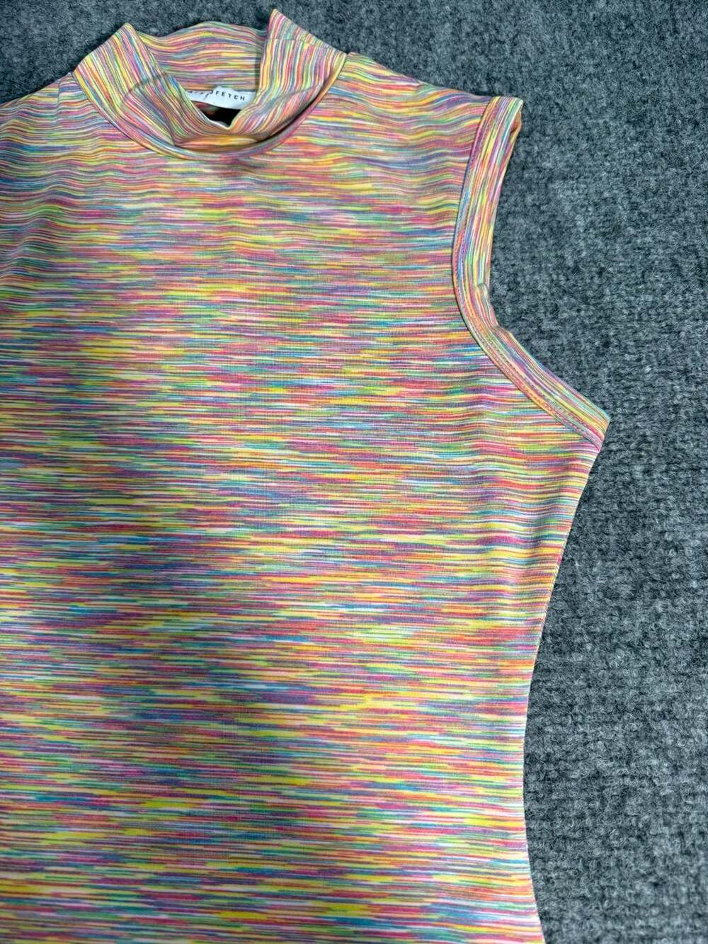 Thats So Fetch Rainbow Space Dye Mock Neck Sleeveless Bodycon Mini Dress
M139 - Picture 4 of 5